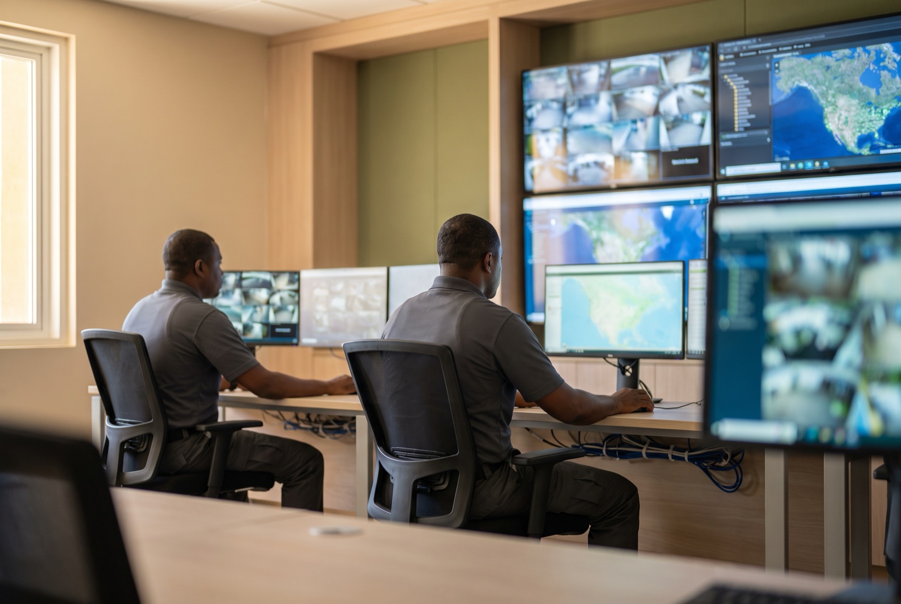 Security operations room inside a public facility